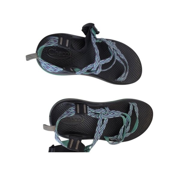 Girls Chaco Green Purple Sandals 4 Summer - Picture 3 of 5